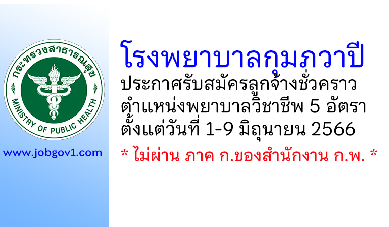 โรงพยาบาลกุมภวาปี รับสมัครลูกจ้างชั่วคราว ตำแหน่งพยาบาลวิชาชีพ 5 อัตรา