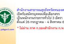 สำนักงานสาธารณสุขจังหวัดหนองคาย รับสมัครบุคคลเพื่อเลือกสรรเป็นพนักงานราชการทั่วไป 3 อัตรา