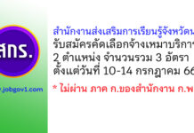 สำนักงานส่งเสริมการเรียนรู้จังหวัดน่าน รับสมัครคัดเลือกจ้างเหมาบริการ 3 อัตรา
