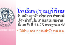 โรงเรียนสุราษฎร์พิทยา รับสมัครลูกจ้างชั่วคราว ตำแหน่งเจ้าหน้าที่นโยบายและแผนงาน