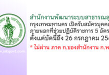 สำนักงานพัฒนาระบบสาธารณสุข กรุงเทพมหานคร รับสมัครบุคคลภายนอกที่ช่วยปฏิบัติราชการ 5 อัตรา