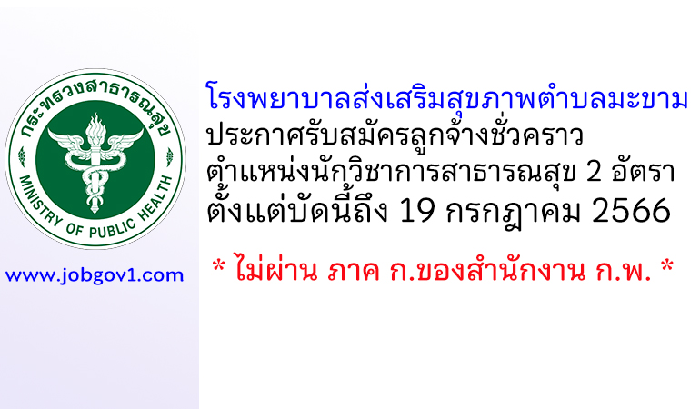 โรงพยาบาลส่งเสริมสุขภาพตำบลมะขาม รับสมัครลูกจ้างชั่วคราว ตำแหน่งนักวิชาการสาธารณสุข 2 อัตรา