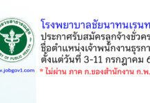 โรงพยาบาลชัยนาทนเรนทร รับสมัครลูกจ้างชั่วคราว ตำแหน่งเจ้าพนักงานธุรการ