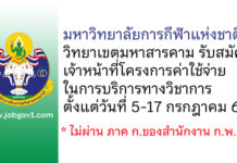 มหาวิทยาลัยการกีฬาแห่งชาติ วิทยาเขตมหาสารคาม รับสมัครเจ้าหน้าที่โครงการค่าใช้จ่ายในการบริการทางวิชาการ
