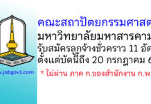 คณะสถาปัตยกรรมศาสตร์ ผังเมืองและนฤมิตศิลป์ มหาวิทยาลัยมหาสารคาม รับสมัครลูกจ้างชั่วคราว 11 อัตรา