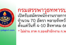กรมสรรพาวุธทหารบก รับสมัครสรรหาและเลือกสรรบุคคลเป็นพนักงานราชการ 70 อัตรา