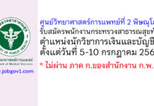 ศูนย์วิทยาศาสตร์การแพทย์ที่ 2 พิษณุโลก รับสมัครพนักงานกระทรวงสาธารณสุขทั่วไป ตำแหน่งนักวิชาการเงินและบัญชี