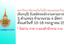 มหาวิทยาลัยเทคโนโลยีราชมงคลตะวันออก(จันทบุรี) รับสมัครพนักงานตามภารกิจ 4 อัตรา