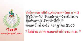 สำนักงานการกีฬาแห่งประเทศไทย ภาค 3 รับสมัครลูกจ้างชั่วคราว ตำแหน่งเจ้าหน้าที่บัญชี