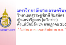 มหาวิทยาลัยสงขลานครินทร์ วิทยาเขตสุราษฎร์ธานี รับสมัครพนักงานเงินรายได้ ตำแหน่งวิศวกร (เครือข่าย)