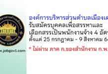 องค์การบริหารส่วนตำบลเมืองเดช รับสมัครบุคคลเพื่อสรรหาและเลือกสรรเป็นพนักงานจ้าง 4 อัตรา