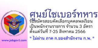 ศูนย์ไซเบอร์ทหาร รับสมัครสอบคัดเลือกบุคคลพลเรือนเป็นพนักงานราชการ 3 อัตรา