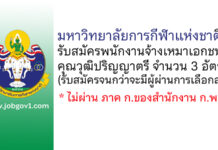 มหาวิทยาลัยการกีฬาแห่งชาติ รับสมัครพนักงานจ้างเหมาเอกชน 3 อัตรา