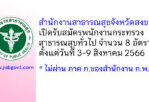 สำนักงานสาธารณสุขจังหวัดสงขลา รับสมัครพนักงานกระทรวงสาธารณสุขทั่วไป 8 อัตรา