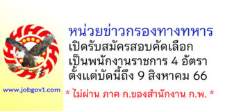 หน่วยข่าวกรองทางทหาร รับสมัครสอบคัดเลือกเป็นพนักงานราชการ 4 อัตรา