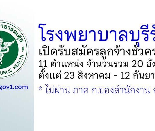 โรงพยาบาลบุรีรัมย์ รับสมัครลูกจ้างชั่วคราว 11 ตำแหน่ง 20 อัตรา