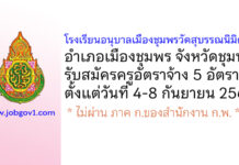 โรงเรียนอนุบาลเมืองชุมพรวัดสุบรรณนิมิตร รับสมัครครูอัตราจ้าง 5 อัตรา