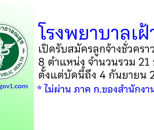 โรงพยาบาลเฝ้าไร่ รับสมัครลูกจ้างชั่วคราว 8 ตำแหน่ง 21 อัตรา