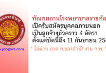 ทัณฑสถานโรงพยาบาลราชทัณฑ์ รับสมัครลูกจ้างชั่วคราว 4 อัตรา