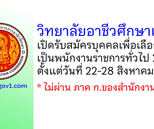 วิทยาลัยอาชีวศึกษาเลย รับสมัครบุคคลเพื่อเลือกสรรเป็นพนักงานราชการทั่วไป 2 อัตรา