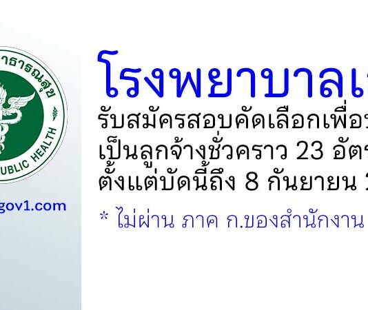 โรงพยาบาลเลย รับสมัครสอบคัดเลือกเพื่อบรรจุเป็นลูกจ้างชั่วคราว 23 อัตรา