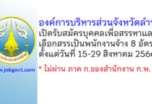 องค์การบริหารส่วนจังหวัดลำพูน รับสมัครบุคคลเพื่อสรรหาและเลือกสรรเป็นพนักงานจ้าง 8 อัตรา