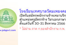 โรงเรียนเทศบาลวัดมเหยงคณ์ รับสมัครพนักงานจ้างเหมาบริการ ตำแหน่งครูอัตราจ้าง วิชาเอกภาษาไทย