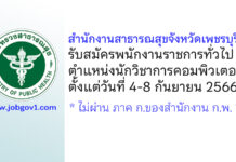 สำนักงานสาธารณสุขจังหวัดเพชรบุรี รับสมัครพนักงานราชการทั่วไป ตำแหน่งนักวิชาการคอมพิวเตอร์