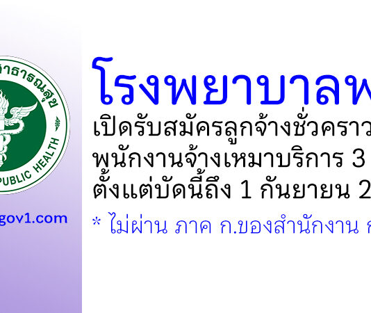 โรงพยาบาลพนม รับสมัครลูกจ้างชั่วคราว และพนักงานจ้างเหมาบริการ 3 อัตรา