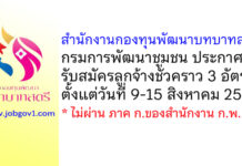 สำนักงานกองทุนพัฒนาบทบาทสตรี กรมการพัฒนาชุมชน รับสมัครลูกจ้างชั่วคราว 3 อัตรา