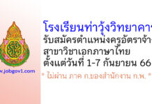 โรงเรียนท่าวุ้งวิทยาคาร รับสมัครครูอัตราจ้าง วิชาเอกภาษาไทย