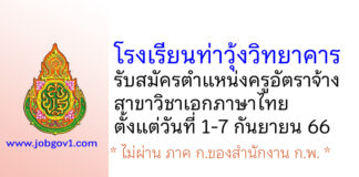 โรงเรียนท่าวุ้งวิทยาคาร รับสมัครครูอัตราจ้าง วิชาเอกภาษาไทย