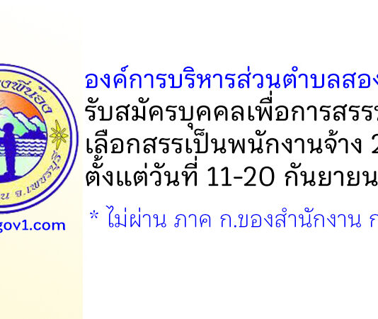 องค์การบริหารส่วนตำบลสองพี่น้อง รับสมัครบุคคลเพื่อการสรรหาและเลือกสรรเป็นพนักงานจ้าง 2 อัตรา