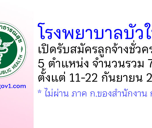โรงพยาบาลบัวใหญ่ รับสมัครลูกจ้างชั่วคราว 5 ตำแหน่ง 7 อัตรา