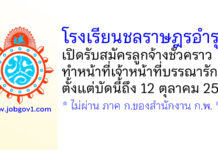 โรงเรียนชลราษฎรอำรุง รับสมัครลูกจ้างชั่วคราว ทำหน้าที่เจ้าหน้าที่บรรณารักษ์