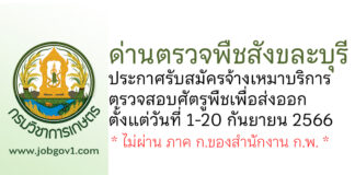 ด่านตรวจพืชสังขละบุรี รับสมัครจ้างเหมาบริการ ตรวจสอบศัตรูพืชเพื่อส่งออก