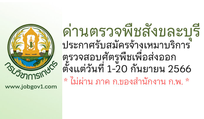 ด่านตรวจพืชสังขละบุรี รับสมัครจ้างเหมาบริการ ตรวจสอบศัตรูพืชเพื่อส่งออก