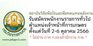 สถาบันวิจัยพืชไร่และพืชทดแทนพลังงาน รับสมัครพนักงานราชการทั่วไป ตำแหน่งเจ้าหน้าที่การเกษตร