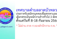เทศบาลตำบลลาดบัวหลวง รับสมัครบุคคลเพื่อสรรหาและเลือกสรรเป็นพนักงานจ้างทั่วไป 2 อัตรา