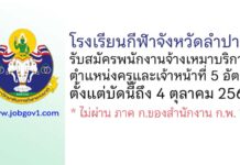 โรงเรียนกีฬาจังหวัดลำปาง รับสมัครพนักงานจ้างเหมาบริการ ตำแหน่งครูและเจ้าหน้าที่ 5 อัตรา