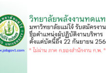วิทยาลัยพลังงานทดแทน มหาวิทยาลัยแม่โจ้ รับสมัครตำแหน่งผู้ปฏิบัติงานบริหาร