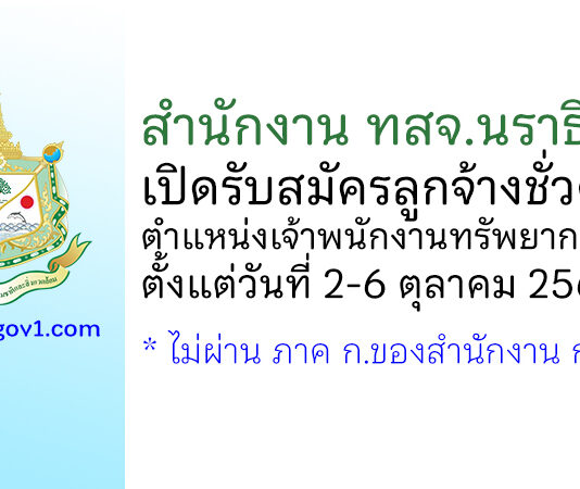 สำนักงาน ทสจ.นราธิวาส รับสมัครลูกจ้างชั่วคราว ตำแหน่งเจ้าพนักงานทรัพยากรธรณี