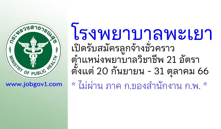 โรงพยาบาลพะเยา รับสมัครลูกจ้างชั่วคราว ตำแหน่งพยาบาลวิชาชีพ 21 อัตรา