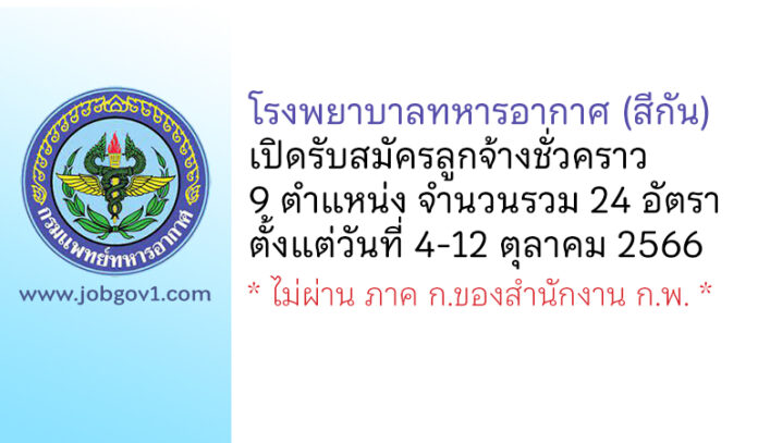 โรงพยาบาลทหารอากาศ (สีกัน) รับสมัครลูกจ้างชั่วคราว 9 ตำแหน่ง 24 อัตรา