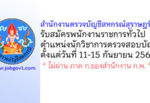 สำนักงานตรวจบัญชีสหกรณ์สุราษฎร์ธานี รับสมัครพนักงานราชการทั่วไป ตำแหน่งนักวิชาการตรวจสอบบัญชี
