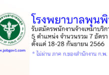 โรงพยาบาลพุนพิน รับสมัครพนักงานจ้างเหมาบริการ 5 ตำแหน่ง 7 อัตรา