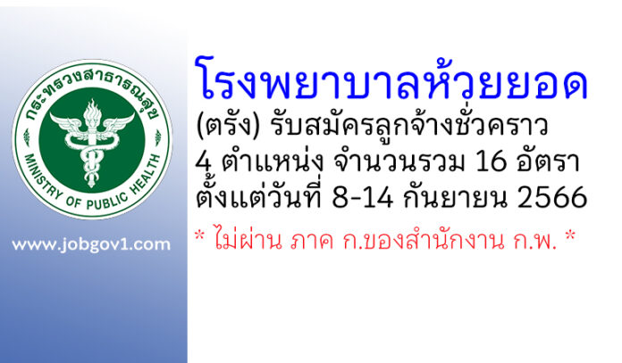 โรงพยาบาลห้วยยอด รับสมัครลูกจ้างชั่วคราว 4 ตำแหน่ง 16 อัตรา