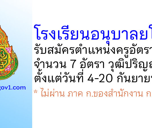 โรงเรียนอนุบาลยโสธร รับสมัครครูอัตราจ้าง จำนวน 7 อัตรา