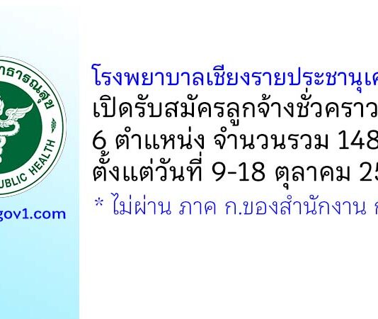 โรงพยาบาลเชียงรายประชานุเคราะห์ รับสมัครลูกจ้างชั่วคราว 148 อัตรา