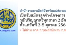 สำนักงานพาณิชย์จังหวัดแม่ฮ่องสอน รับสมัครลูกจ้างโครงการ 2 อัตรา